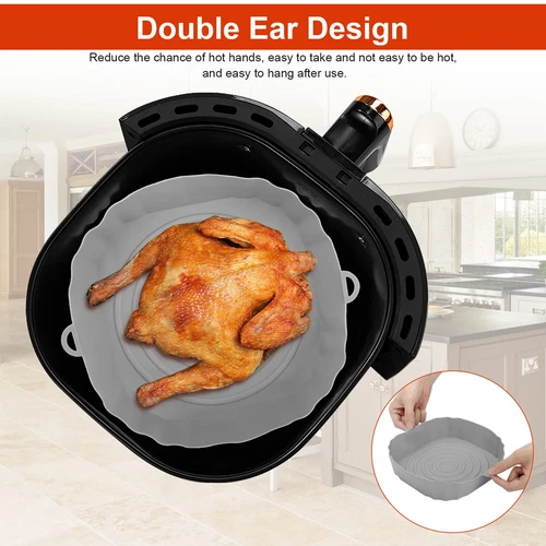 2PCS Air Fryer Silicone Pot Baskets Liners Non-Stick Safe Oven Baking Tray Mats - Picture 7 of 10