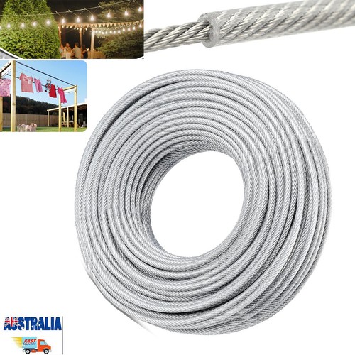 2mm 3mm PVC Coated Wire Rope Light String Stair Fence Wire Stainless Steel Cable eBay