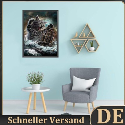 Full Cross Stitch 11CT Cat Stamped Embroidery DIY Animal Needlework Crafts DE