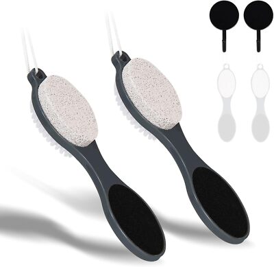 2Pk 4 In 1 Foot Scrubber Dead Skin Remover Foot Files Heel Scraper Pumice Stone