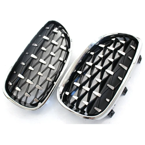 Replace Black/Chrome Front Diamond Kidney Grille ABS For 2003-2010 BMW E60 E61 - Bild 15 von 17