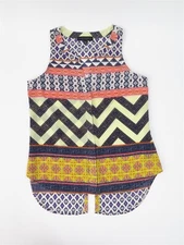 Sanctuary Womens XS Sleeveless Top Button Down Bright Pattern Printed