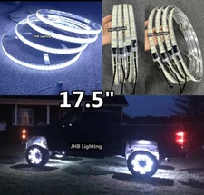 4x 17.5" IP68 DOUBLE ROW Pure WHITE Strobe LED Truck Wheel Rings Rim Lights Set