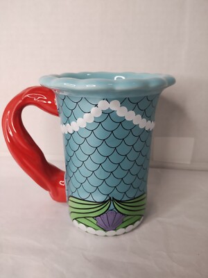 Little Mermaid Mug Disney Parks Princess Ariel 3D Pearlized Ceramic