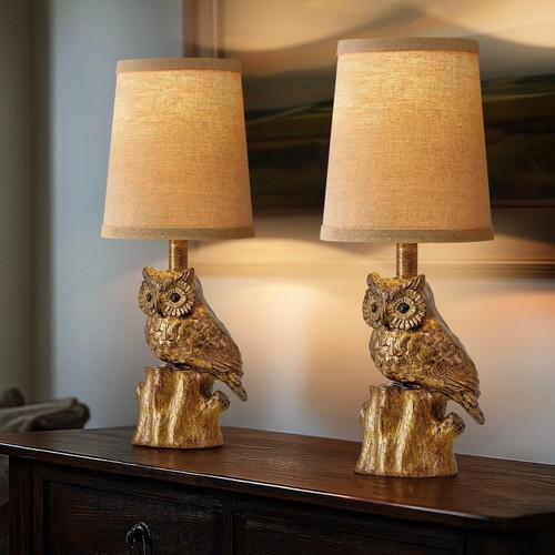Sturdy Owl Design Table Lamps Set of 2 - Soft LED Lighting for Nightstands - Picture 8 of 11