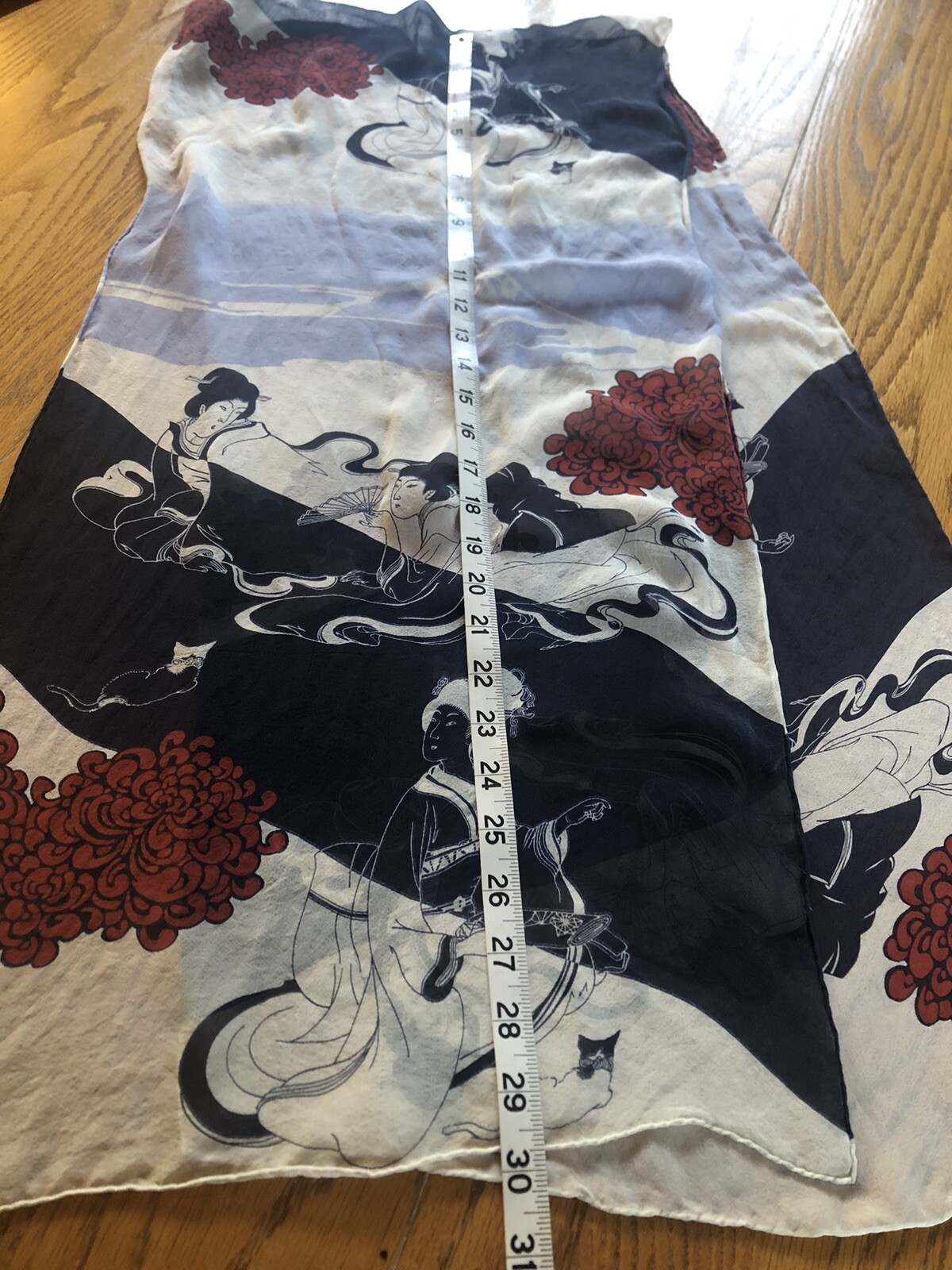 Zazou Luxe 100% Silk Rectangular Pattern Asian In… - image 4