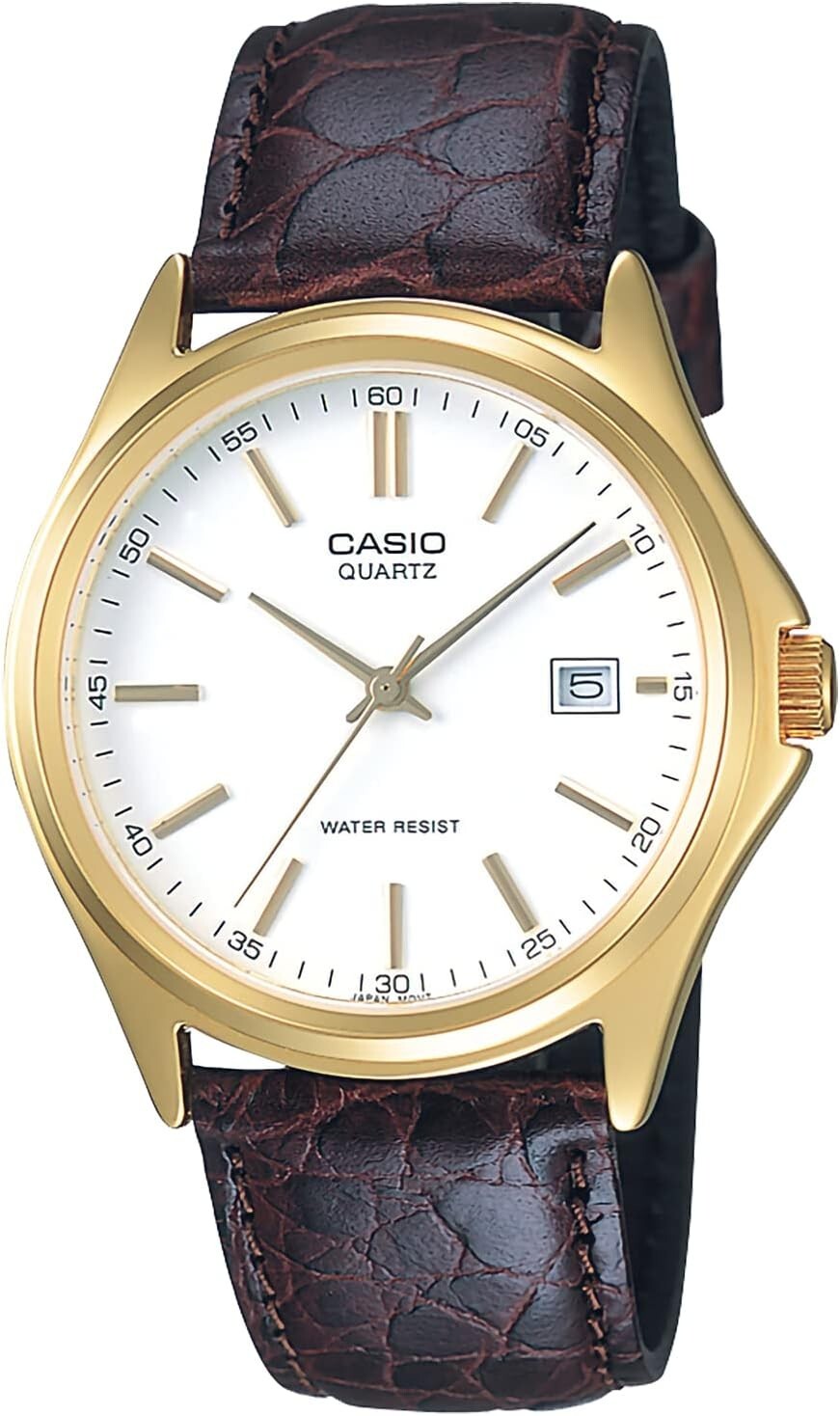 CASIO MTP-1183Q-7AJH Gold White Dial Leather Band Men's Watch
