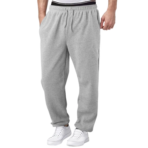 Herren Fleece gefütterte Jogginghose weites gerades Bein Hose unten Sweatpants Jogger - Bild 50 von 54