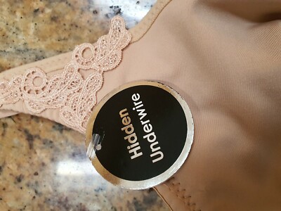 Delta Burke Intimates 40DD Tan Underwire Seamless Molded Lace Bra
