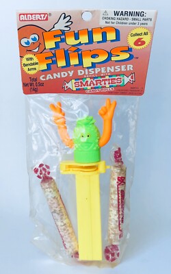 Vintage 1994 Alberts FUN FLIPS Candy PEZ LIKE Dispenser Container PINEAPPLE NEON