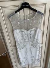 Adrianna Papell Beaded Sequin White Sheath Cocktail Dress Size 4 Women’s EUC
