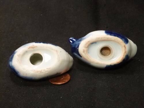 Vintage Flow Blue Duck Salt & Pepper Shakers Handpainted Japan Willow Porcelain - Picture 5 of 6