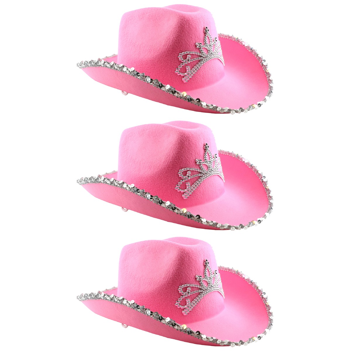 PACKS OF PINK COWBOY HAT WITH TIARA COWGIRL WILD WEST HEN PARTY