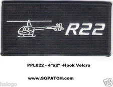 ROBINSON R22 HELICOPTER VEL-KRO UNIFORM PATCH - PPL22