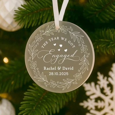 FROM WILLOW Personalised First Christmas Engaged Decoration Gift, 1st Christmas Engaged