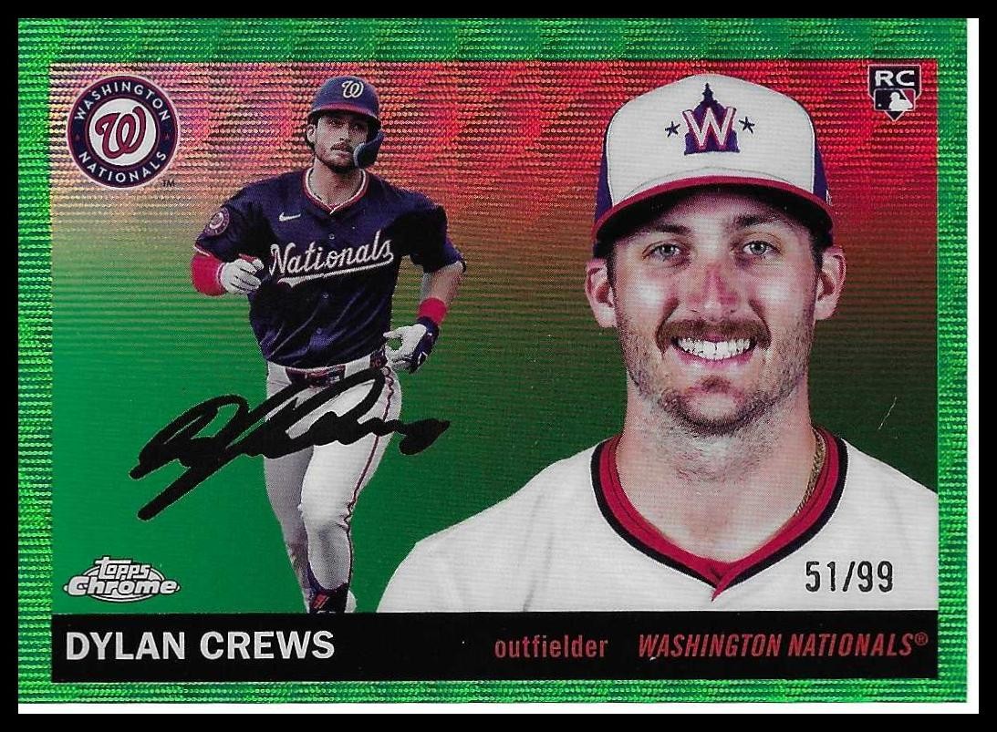 Dylan Crews 2025 Topps Chrome Platinum RC Green Wave Refractors #/99 Nationals