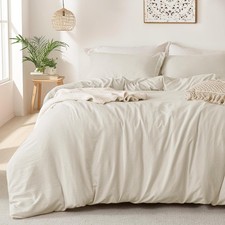 MILDLY Super Soft Duvet Cover - 100 Washed Microfiber Beige Comforter Cover Set