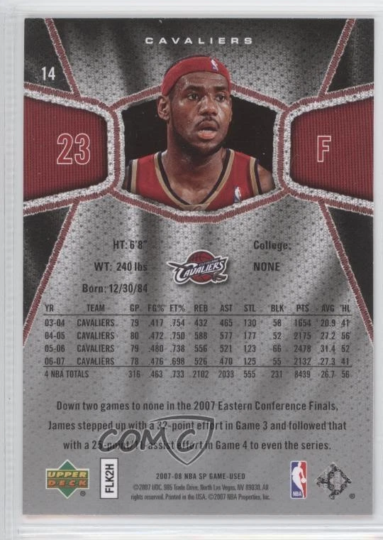 2007-08 SP Game Used LeBron James #14 - Image 2 of 2