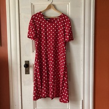 Fab 208 Red White Polka Dot Dress Rayon Reworked Vintage Retro Medium