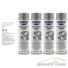 4x FELGENSILBER FELGENLACK SILBER 500ml PRESTO 428924 LACK SPRAYDOSE SPRÜHLACK