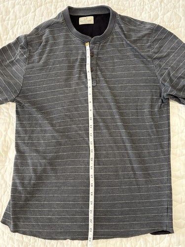 Marine Layer Double Knit Henley Shirt Mens Large Gray Heather Stripe Long Sleeve - Bild 8 von 9