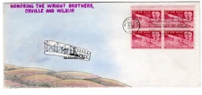 C45 Wright Brothers Airmail FDC 1949 -  Crosby Artist Hand-Painted Kitty Hawk
