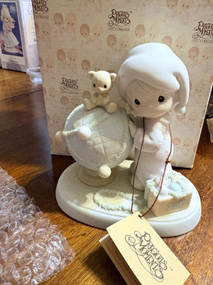 Precious Moments Last Forever Girl Porcelain Figurine White Matte 1990s Boxed