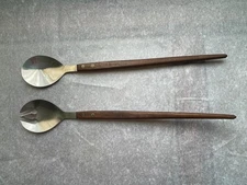 Vintage Made in Japan Serving Utensils Spoon/Fork with Wooden Handles 13"L