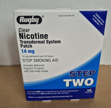 Rugby Clear Nicotine Transdermal System Patch Step 2  14mg  14 Patches NIP 