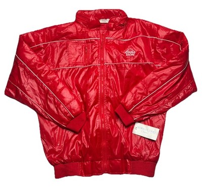 Coors Racing Team 80's Style Auto Competition Red Nylon Jacket With Hood SMALL 
