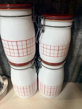 Vintage Wheaton Fine Glassware Milk Glass Canisters Jars with Lids Sugar Etc