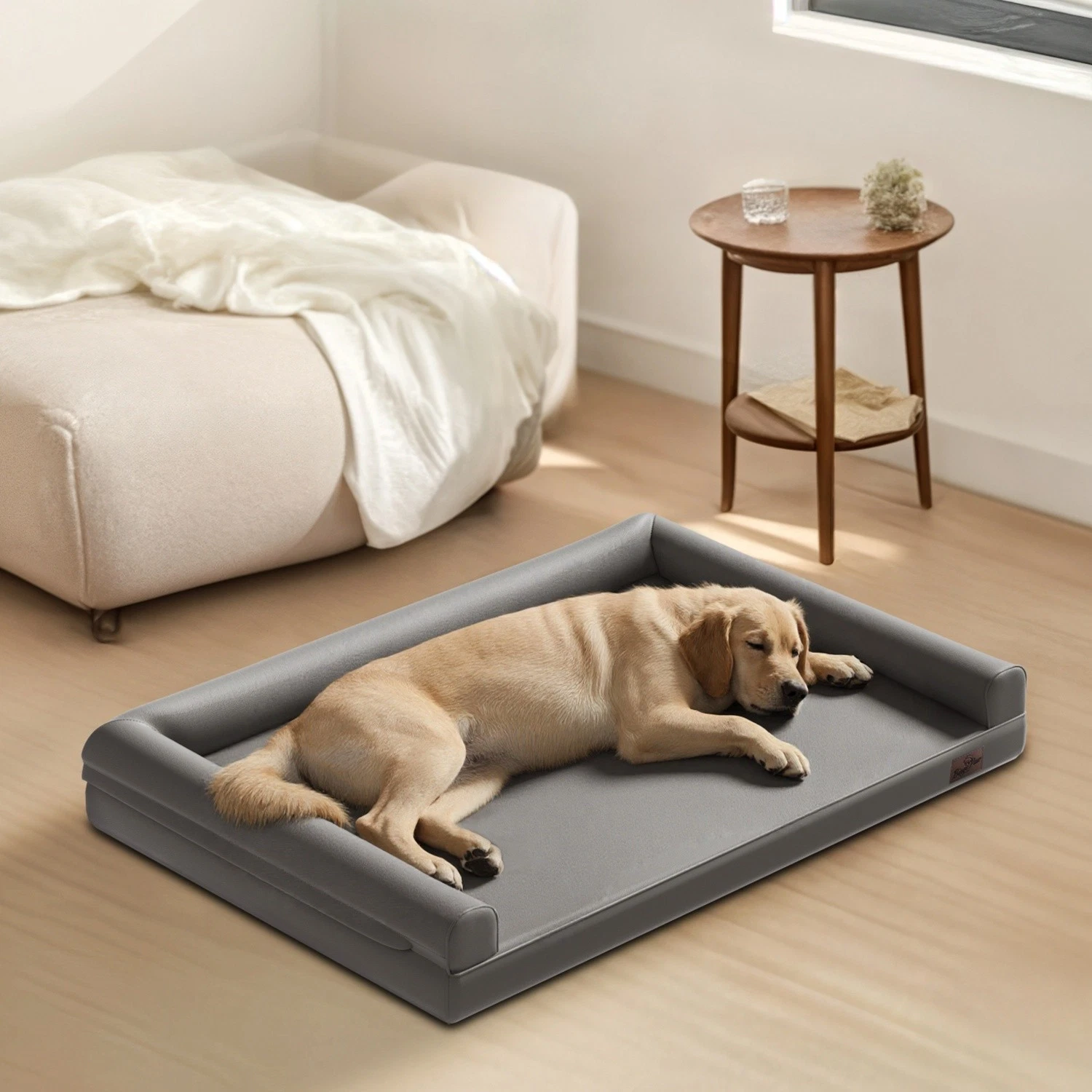 Indoor Orthopedic Dog Bed Microfiber Leather Couch Pet Sofa Pillow Comfort Loung