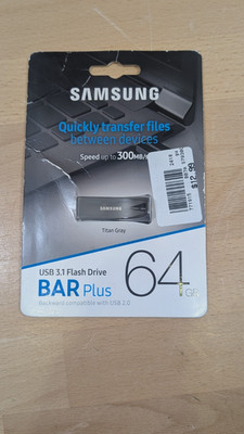 SAMSUNG BAR Plus 64GB - 300MB/s USB 3.1 Flash Drive Titan Gray (MUF-64BE4/AM)