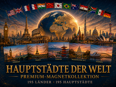 Hauptstädte der Welt Kühlschrankmagnet Souvenir Reise 195 Länder zur Auswahl