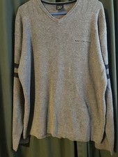 VTG Nautica Jeans Co. Men  s Sweater Size XL Gray W/ Blue Striped Accent