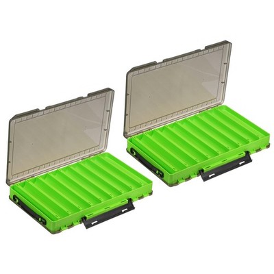 Fishing Bait Storage Box 2pcs Double Sided Plastic, Green