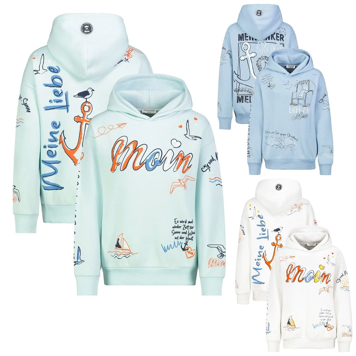 Eight2Nine Damen Hoodie Sweatshirt Maritim Meer Pullover Moin Liebe zum Meer