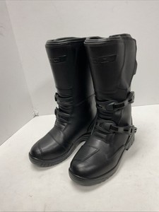 Sedici Motorcycle Boots Mens 10 Black Leather Dual Buckle Padded Shin Touring Sedici Boots | eBay main image 4