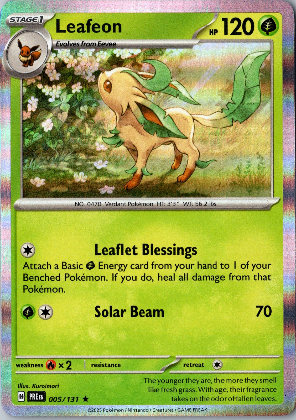 Leafeon Reverse Holo Rare SV: Prismatic Evolutions 005/131 NM