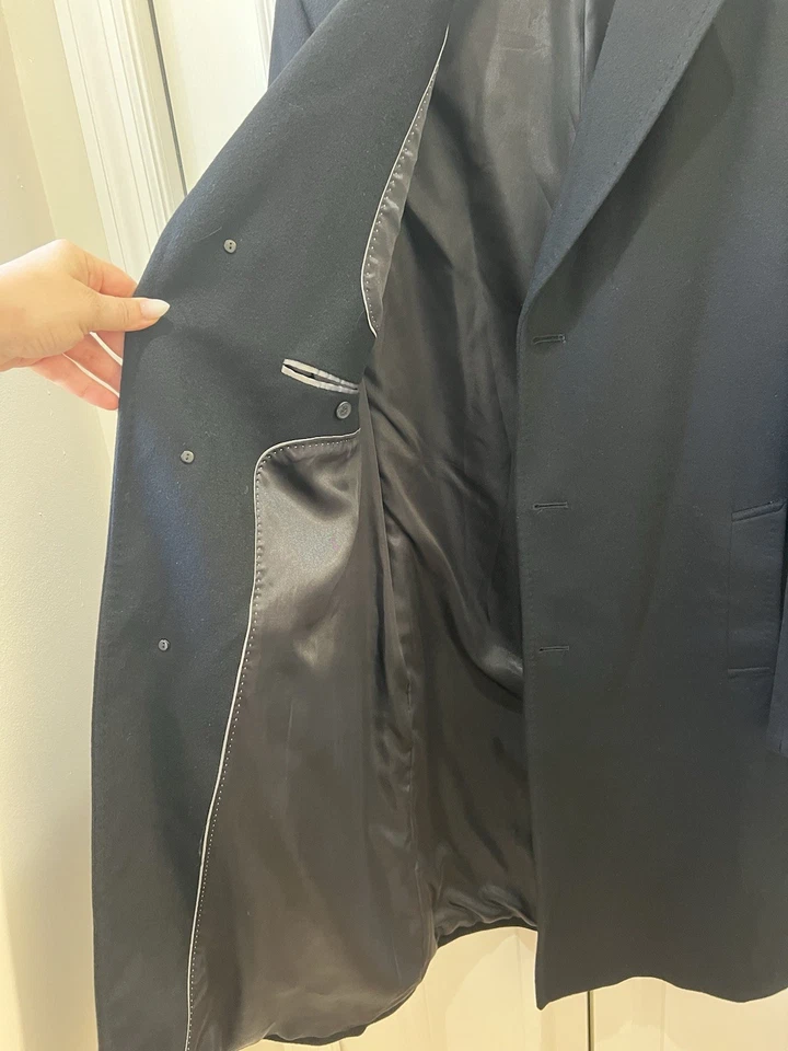 Abrigo Hart Shaffner & Marx 40R de colección negro 100 % cachemir de un solo pecho Foto 2 de 4