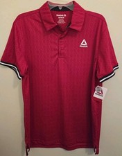 Reebok Men's MEDIUM Short Sleeve League Performance Mesh Polo Shirt RED 10726