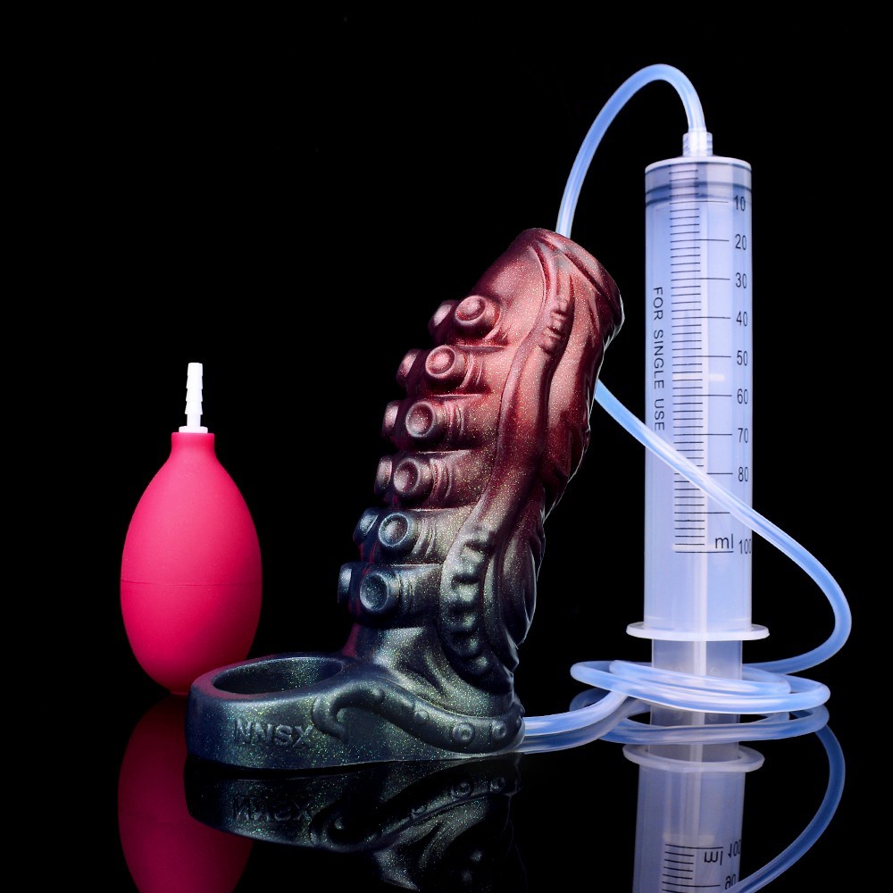 NNSX Squirting Penis Sleeve Textured Sleeve Reusable Condom Extender-Enlarger