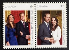 Canada MNH #2464-2465a Royal Wedding “Catherine & William” Se-Tenant Pair - 2011