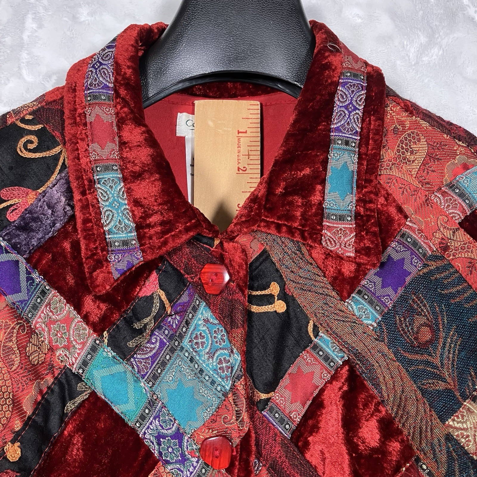 Coldwater Creek Patchwork Jacket Large Velvet Art… - image 7