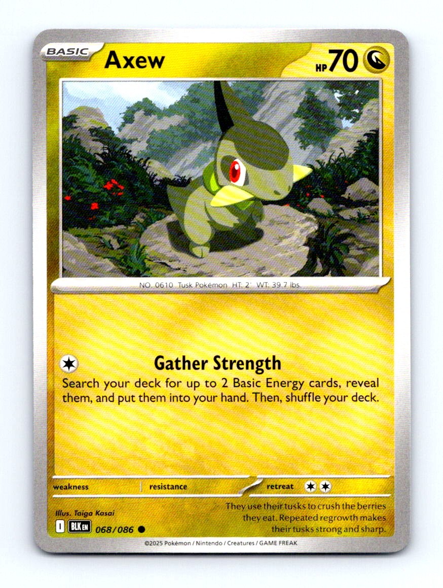 #68 2025 Pokemon Black Bolt _ Axew BASE