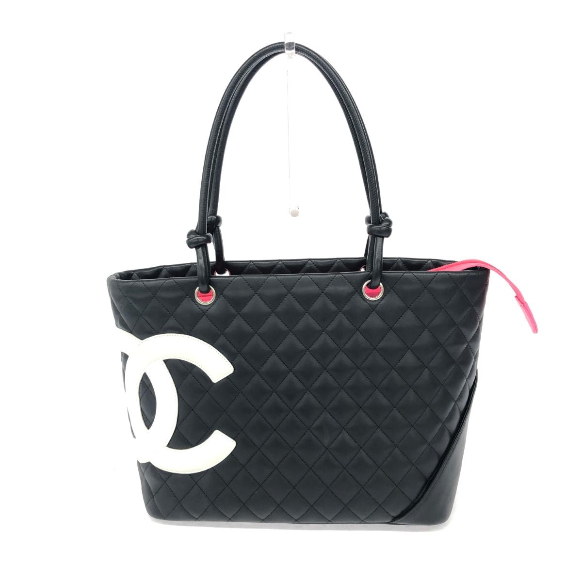 Chanel Cambon Line Tote Bag in Black White Calfskin A25169 8 Coco r11_0806