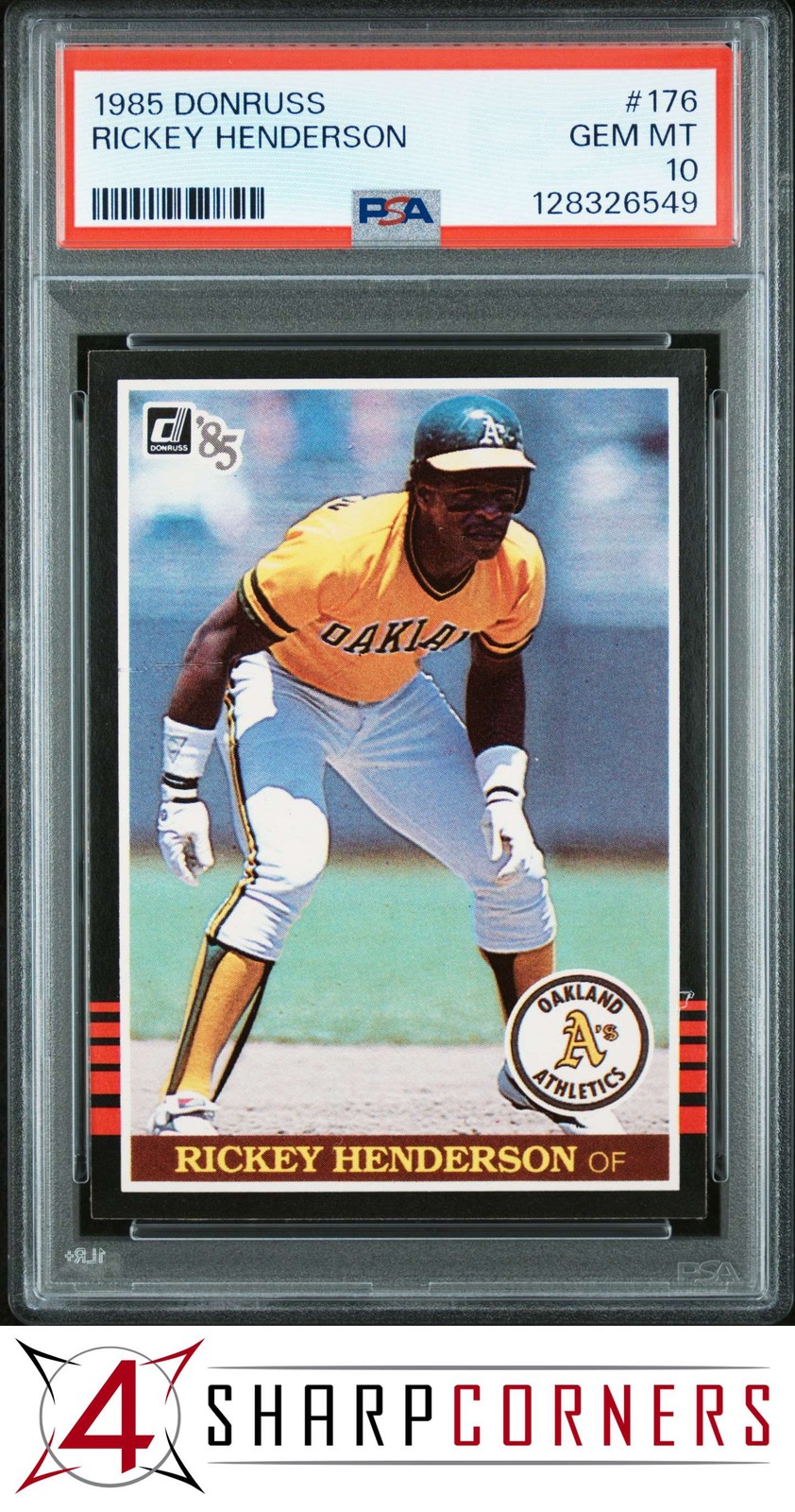 1985 DONRUSS #176 RICKEY HENDERSON ATHLETICS HOF PSA 10