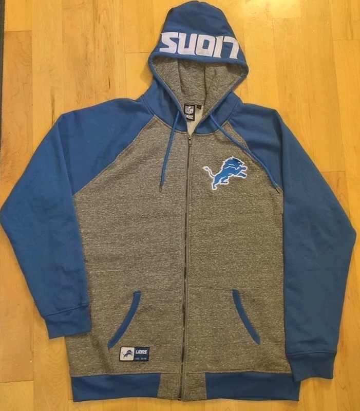NFL Team Apparel Detroit Lions Full Zip Hoodie Size XL