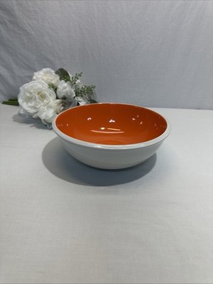 Rachel Rae 10x3.5  Mixing Bowl Vibrant Orange Interior White Exterior  Very Nice