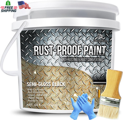 Rust Converter Paint - 64Oz Water-Based Rust Reformer & Metal Primer, Semi-Gloss